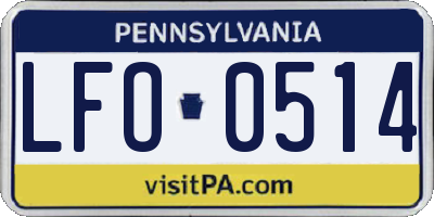 PA license plate LFO0514