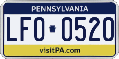 PA license plate LFO0520