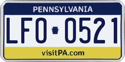 PA license plate LFO0521