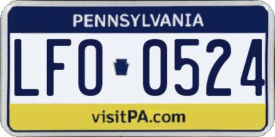 PA license plate LFO0524