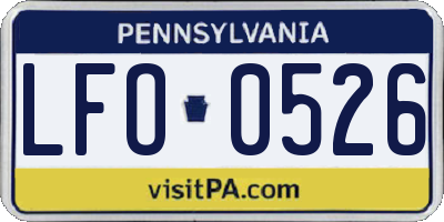 PA license plate LFO0526