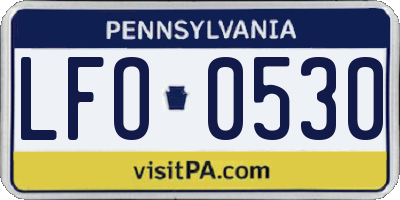 PA license plate LFO0530