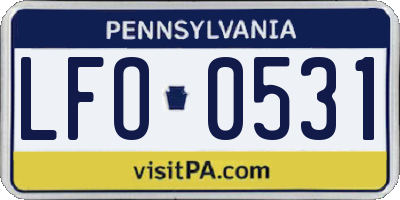 PA license plate LFO0531
