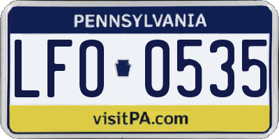 PA license plate LFO0535