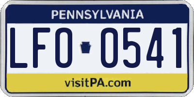PA license plate LFO0541