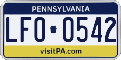 PA license plate LFO0542