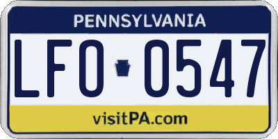 PA license plate LFO0547