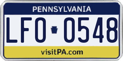 PA license plate LFO0548