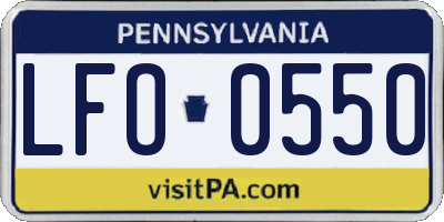 PA license plate LFO0550