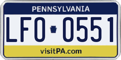 PA license plate LFO0551