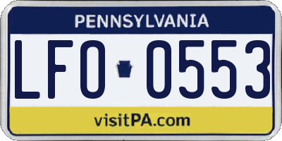 PA license plate LFO0553