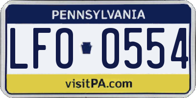 PA license plate LFO0554