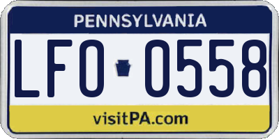 PA license plate LFO0558