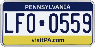 PA license plate LFO0559