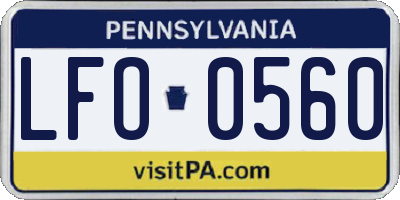PA license plate LFO0560