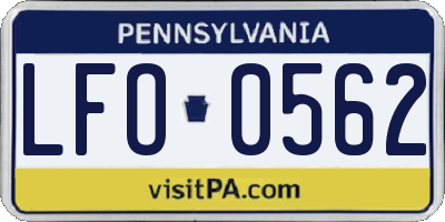 PA license plate LFO0562