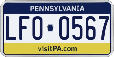 PA license plate LFO0567