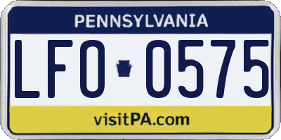 PA license plate LFO0575