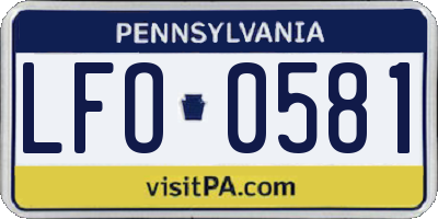 PA license plate LFO0581