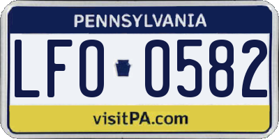 PA license plate LFO0582