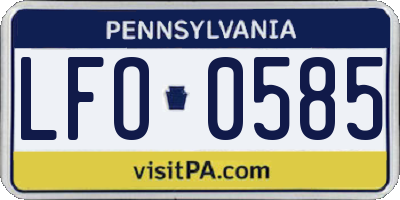 PA license plate LFO0585