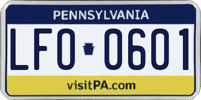 PA license plate LFO0601