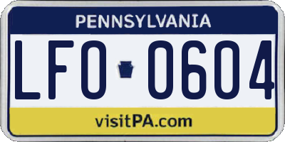 PA license plate LFO0604