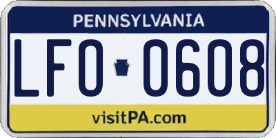 PA license plate LFO0608