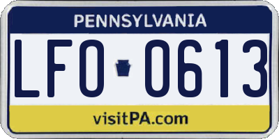 PA license plate LFO0613