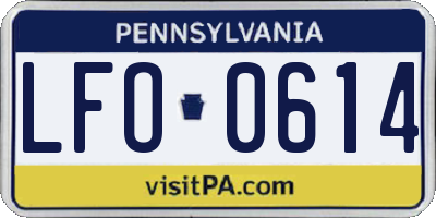 PA license plate LFO0614