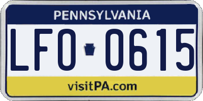 PA license plate LFO0615