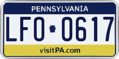 PA license plate LFO0617