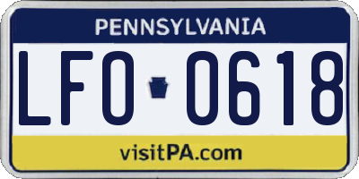 PA license plate LFO0618