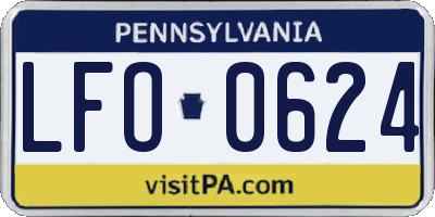 PA license plate LFO0624