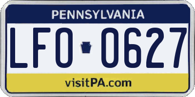 PA license plate LFO0627