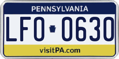 PA license plate LFO0630
