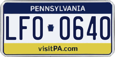 PA license plate LFO0640