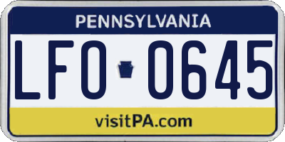 PA license plate LFO0645