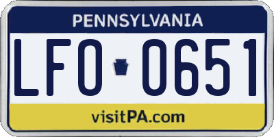PA license plate LFO0651