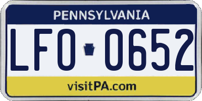 PA license plate LFO0652