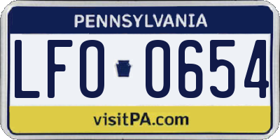 PA license plate LFO0654