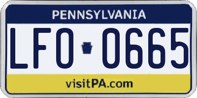 PA license plate LFO0665