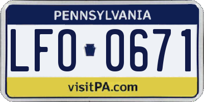 PA license plate LFO0671