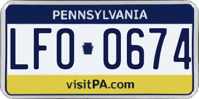 PA license plate LFO0674