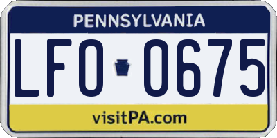 PA license plate LFO0675