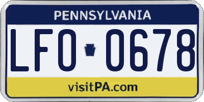 PA license plate LFO0678