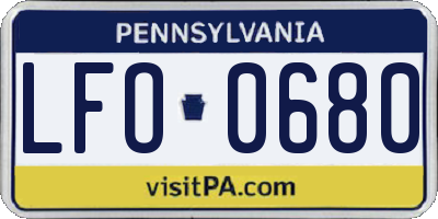 PA license plate LFO0680