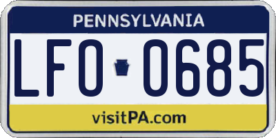 PA license plate LFO0685