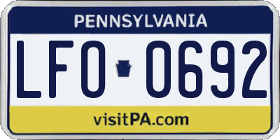 PA license plate LFO0692
