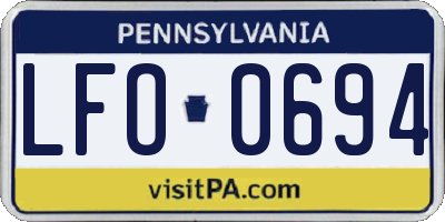 PA license plate LFO0694